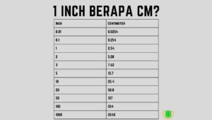 1 Inch Berapa CM